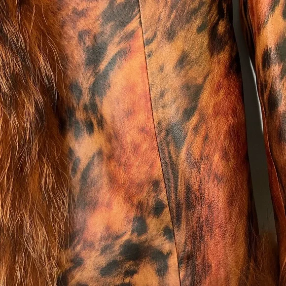 CACHE Leather Jacket with Real Fur Size 6 Very Rare - Picture 7 of 15